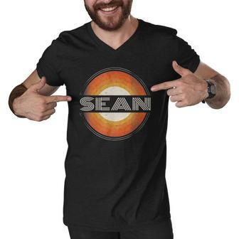 Graphic Tee First Name Sean Retro Personalized Vintage Men V-Neck Tshirt | Mazezy