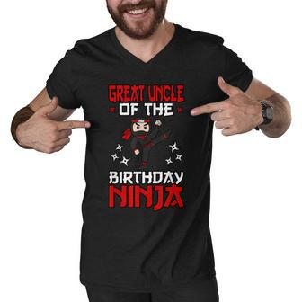 Great Uncle Of The Birthday Ninja Shinobi Themed B-Day Party Men V-Neck Tshirt - Seseable