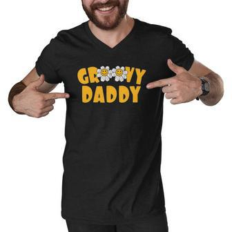 Groovy Daddy Retro Matching Family Fathers Day 2022 Costume Men V-Neck Tshirt | Mazezy