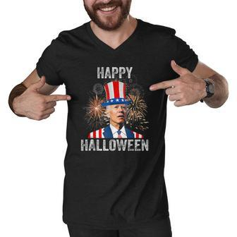 Halloween Funny Happy 4Th Of July Anti Joe Biden Men V-Neck Tshirt | Mazezy