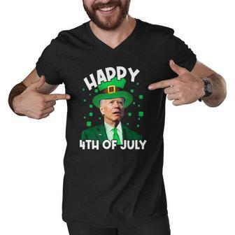 Happy 4Th Of July Biden Leprechaun Shamrock St Patricks Day Men V-Neck Tshirt | Mazezy