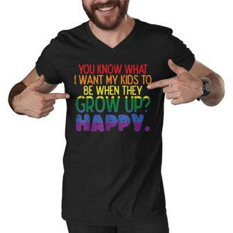 Happy Kids When Grow Up Parent Gay Pride Ally Lgbtq Month Men V-Neck Tshirt - Seseable