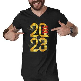 Happy New Year 2023 New Years Eve Party Supplies Nye Men V-Neck Tshirt | Mazezy