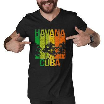 Havana Cuba Cuban Beach Caribbean Summer Holidays Men V-Neck Tshirt | Mazezy