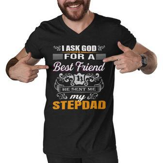He Sent Me Stepdad Men V-Neck Tshirt - Monsterry