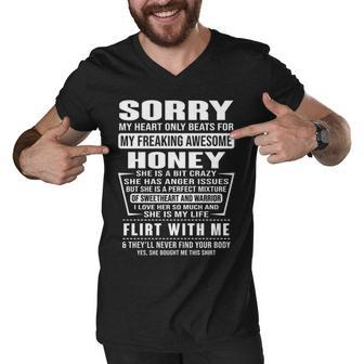 Honey Name Gift Sorry My Heart Only Beats For Honey Men V-Neck Tshirt - Seseable