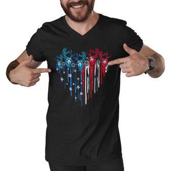 Hunting America Heart Flag Men V-Neck Tshirt - Monsterry