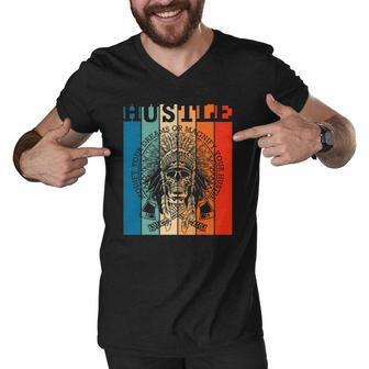 Hustle Retro Native American Indian Hip Hop Music Lover Gift Men V-Neck Tshirt | Mazezy