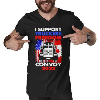 I Support Truckers Freedom Convoy 2022 V3 Men V-Neck Tshirt - Seseable