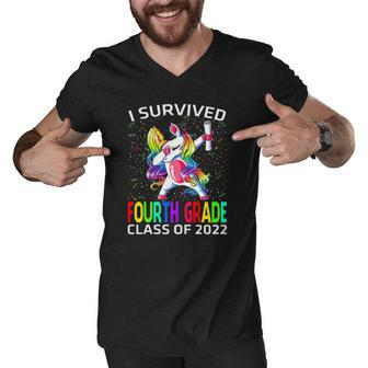I Survived Fourth Grade Class Of 2022 Graduate Unicorn Men V-Neck Tshirt | Mazezy