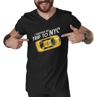 I Survived My Trip To Nyc New York City Taxi Cab Tee Men V-Neck Tshirt | Mazezy