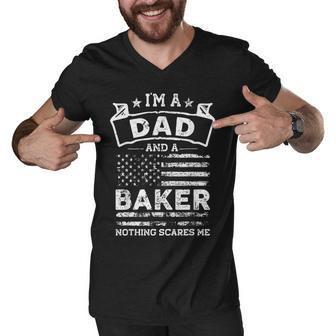 Im A Dad And Baker Funny Fathers Day & 4Th Of July Men V-Neck Tshirt - Seseable