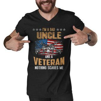 Im A Dad Uncle And A Veteran Fathers Day Fun 4Th Of July Men V-Neck Tshirt - Seseable