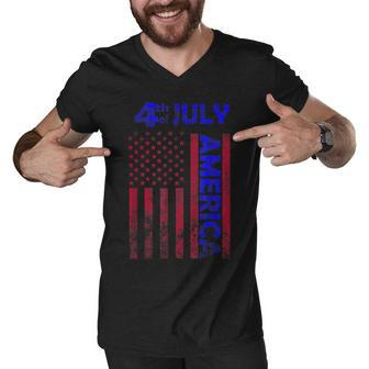 Independence Day Usa America Flag 4Th Of July Happy Funny Men V-Neck Tshirt - Seseable