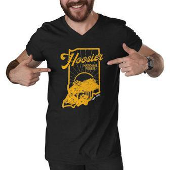 Indiana State Hoosier National Forest Retro Vintage Men V-Neck Tshirt | Mazezy