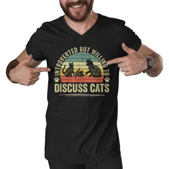 Introverted But Willing To Discuss Cats Funny Cat Pet Lovers  Men V-Neck Tshirt