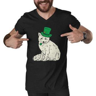 Irish Snow Arctic Fox Leprechaun Animal Cute St Patricks Day Men V-Neck Tshirt | Mazezy