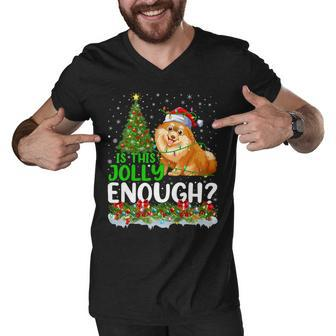 Is This Jolly Enough Pomeranian Dog Christmas Tree T-Shirt Men V-Neck Tshirt - Seseable