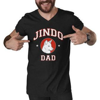 Jindo Dad Fathers Day Gift Men V-Neck Tshirt | Mazezy