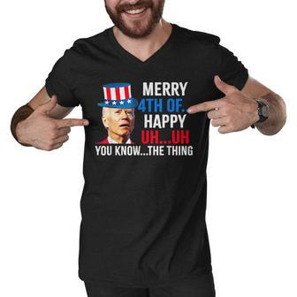 Joe Biden Confused Merry Happy Funny 4Th Of July Men V-Neck Tshirt - Seseable