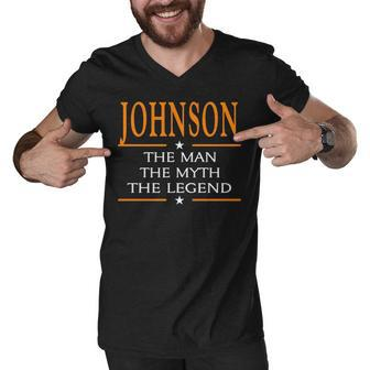 Johnson Name Gift Johnson The Man The Myth The Legend Men V-Neck Tshirt - Seseable