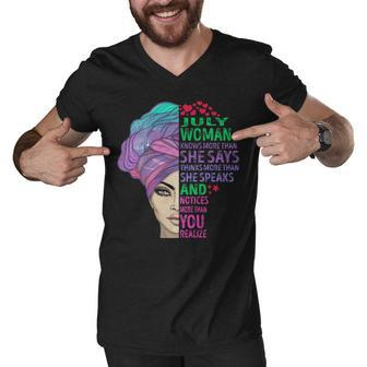 July Woman Knows More Than She Says Men V-Neck Tshirt - Seseable