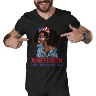 Juneteenth Is My Independence Day 4Th Of July Black Afro Men V-Neck Tshirt - Seseable