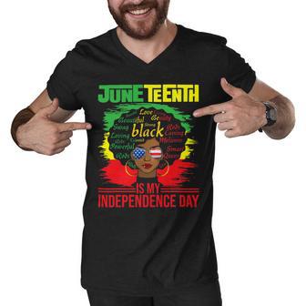 Juneteenth Is My Independence Day African Flag Black History Men V-Neck Tshirt | Favorety