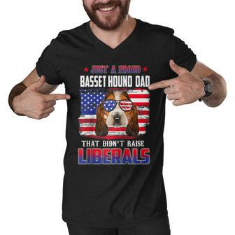 Just A Proud Basset Hound Dad Merica Dog 4Th Of July Men V-Neck Tshirt - Seseable