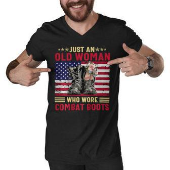 Just An Old Woman Who Wore Combat Boots T-Shirt Men V-Neck Tshirt - Monsterry