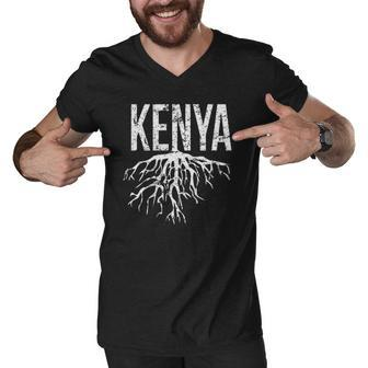Kenya Roots Distressed Design Kenya Lover Gift Men V-Neck Tshirt | Mazezy UK