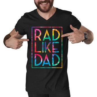 Kids Rad Like Dad Tie Dye Funny Fathers Day Toddler Boy Girl Men V-Neck Tshirt - Seseable