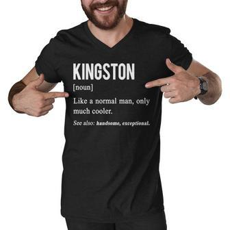 Kingston Name Gift Kingston Funny Definition Men V-Neck Tshirt - Seseable