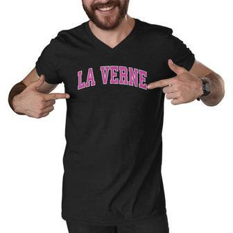 La Verne California Ca Vintage Sports Design Pink Design Men V-Neck Tshirt | Mazezy