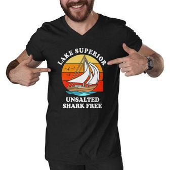 Lake Superior Unsalted Shark Free Men V-Neck Tshirt | Mazezy