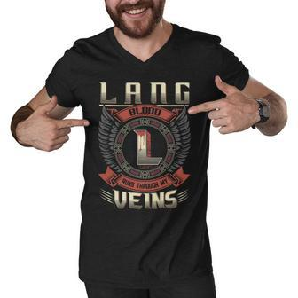 Lang Blood Run Through My Veins Name V8 Men V-Neck Tshirt - Seseable