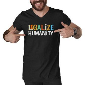 Legalize Humanity Vintage Retro Human Rights Men V-Neck Tshirt | Mazezy