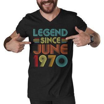 Legend Since June 1970 52Nd Birthday Gifts Idea 52 Years Old Men V-Neck Tshirt - Seseable