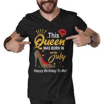 Leopard This Queen Was Born In July Happy Birthday To Me Men V-Neck Tshirt - Seseable