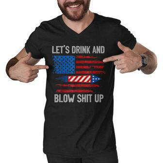 Lets Drink Blow Shit-Up 4Th Of July Flag Independence Day Men V-Neck Tshirt - Seseable