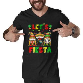 Lets Fiesta Poncho Sombrero Mexican Gnomes Cinco De Mayo Men V-Neck Tshirt | Mazezy