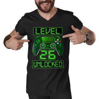 Level 26 Unlocked Funny Video Gamer 26Th Birthday Gift Boy Men V-Neck Tshirt - Seseable