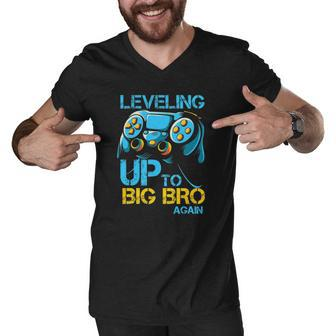 Leveling Up To Big Bro Again Gaming Lovers Vintage Men V-Neck Tshirt | Mazezy