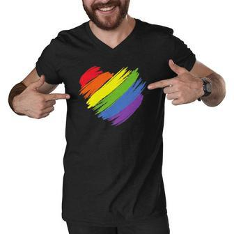 Lgbt Gay Pride Flag Gay Pride 2022 Heart Lgbt Men V-Neck Tshirt | Mazezy