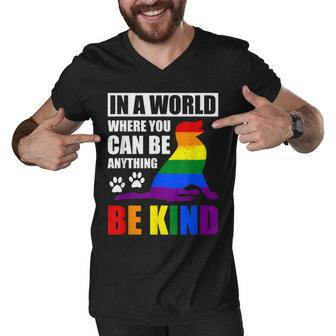 Lgbt Gay Pride In A World Where You Can Be Anything Be Kind V3 Men V-Neck Tshirt - Seseable
