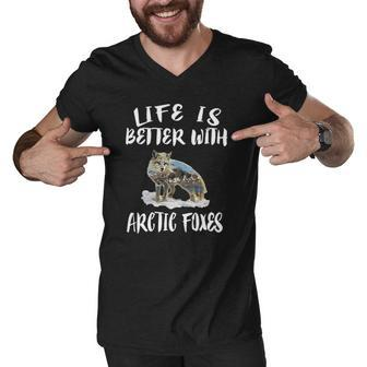 Life Is Better With Arctic Foxes Gift Men V-Neck Tshirt | Mazezy