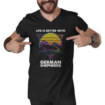 Life Is Better With German Shepherds Men V-Neck Tshirt | Mazezy