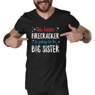 Little Firecracker Pregnancy Announcement 4Th Of July Girls Men V-Neck Tshirt | Mazezy