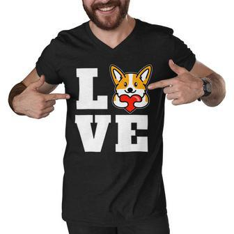 Love Corgis Welsh Corgi Puppy Dog Lover Novelty V2 Men V-Neck Tshirt - Monsterry UK