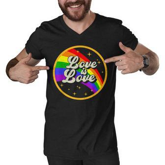 Love Is Love Rainbow Lgbt Gay Lesbian Pride Men V-Neck Tshirt | Mazezy AU